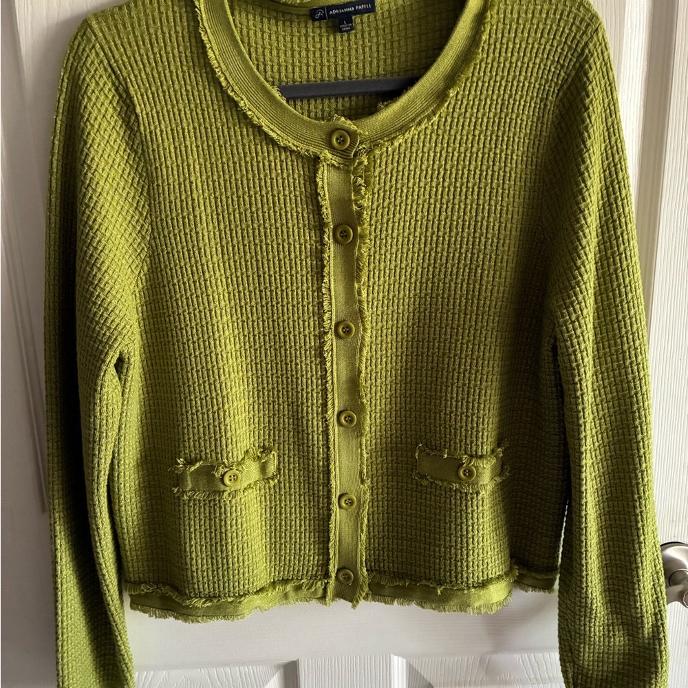 Adrianna Papell Women's Apple Green Cardigan Sweater